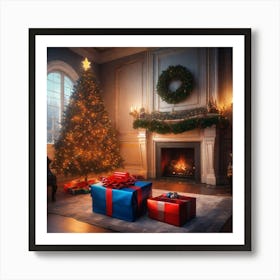 Christmas Tree In The Living Room 30 Art Print
