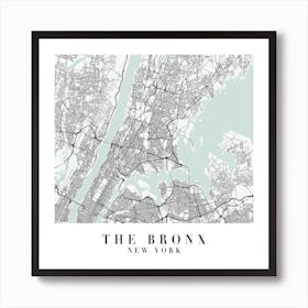 The Bronx New York Street Map Minimal Color Square Art Print