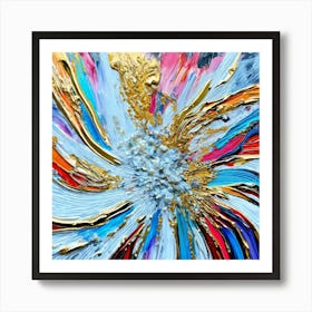 Abstract Flower Painting, Colorful Abstract Painting Acrylic On Canvas Compl Art Print