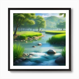 Landscape With Stream 1 Art Print