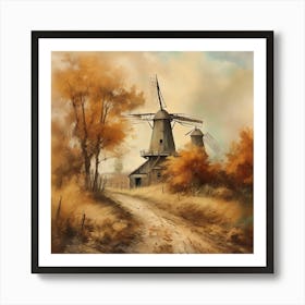 Vintage Oil Painting, Farmhouse Wall Decorations, Vintage Landscape, Printable Wall Art, Vintage Landscape Oil Painting.
22Windmills. Art Print