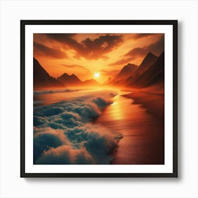 Sunset At The Beach 10 Art Print