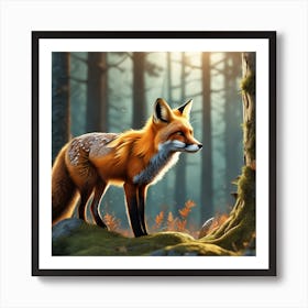 Fox In The Forest 92 Art Print