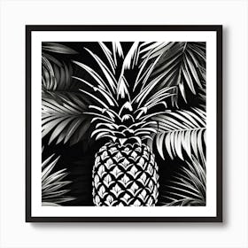 Pineapple On A Black Background Art Print