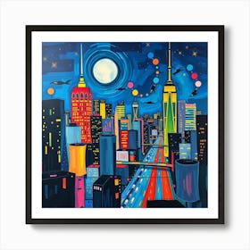 New York City At Night 1 Art Print