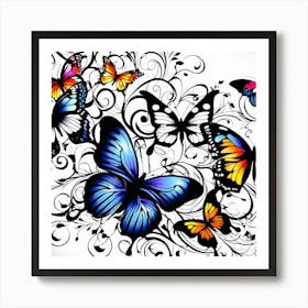 Butterflies And Vines 4 Art Print