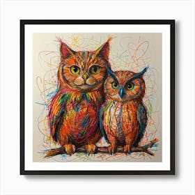 Two Owls Art Print