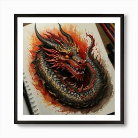 Dragon Drawing 2 Art Print