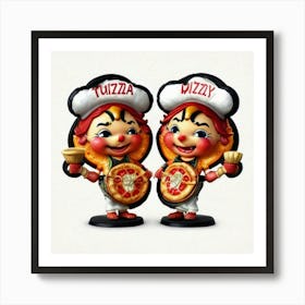 Pizza Maker With Twins Art Print