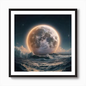 Moon And Sea Art Print