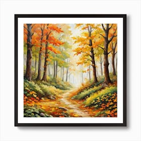 Forest In Autumn In Minimalist Style Square Composition 178 Art Print