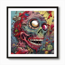 Zombie Skull Art Print