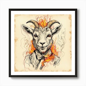 Goat In Flames 28 Art Print