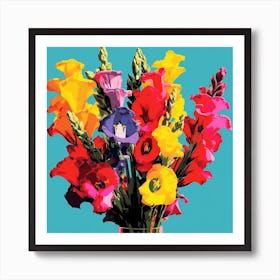 Andy Warhol Style Pop Art Flowers Snapdragon 1 Square Art Print