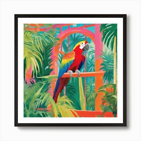 David Hockney Style: Parrot in Palm House Series 3 Art Print