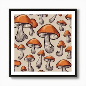 Mushroom Seamless Pattern 2 Art Print