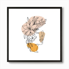 Woman Face Silhouette Floral 1 Art Print