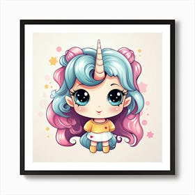 Cute Unicorn Girl Art Print