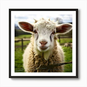 Fur Pet Cute Wool Farm Animal Wood Countryside Head Shot Country Head Graze Mammal Green (5) Art Print