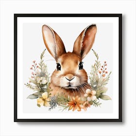 Rabbit With Flowers 3 Art Print