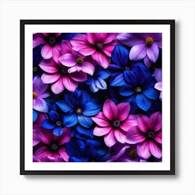 Purple And Blue Flowers 4 Art Print