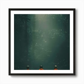 Monks In The Forest Art Print