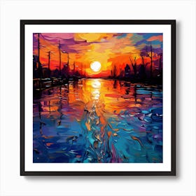 Sunset Over The Water 2 Art Print