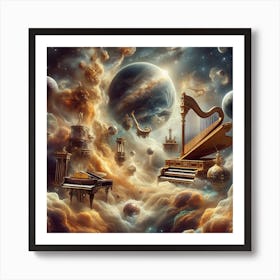 Piano In Space Art Print