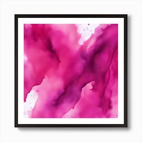 Beautiful magenta pink abstract background. Drawn, hand-painted aquarelle. Wet watercolor pattern. Artistic background with copy space for design. Vivid web banner. Liquid, flow, fluid effect. Art Print