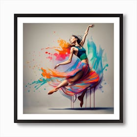 Ballerina With Colorful Splashes 2 Art Print