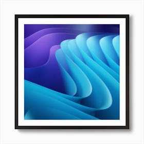 Abstract Blue Wavy Pattern Art Print