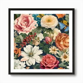 Garden Flowers Design Art Print