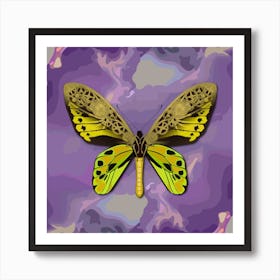 Mechanical Butterfly The Tithonus Birdwing Ornithoptera Tithonus On A Purple Background Art Print