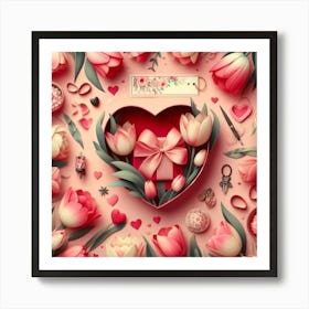 Valentine's Day, tulip pattern 3 Art Print