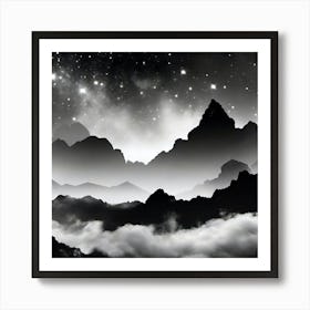 Mountains In The Night Sky 1 Art Print