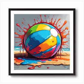 The Vibrant Beach Ball On The Sand Art Print