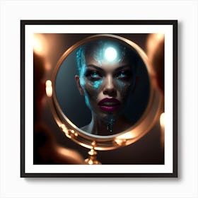 Woman In A Mirror Art Print