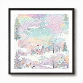 Snowy Village Art Print