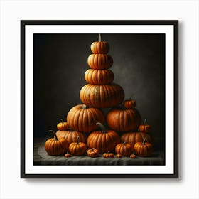 Pumpkins On A Table Art Print
