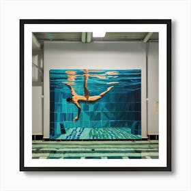 In Style of David Hockney. Swimming Pool at Night Series 1 Art Print