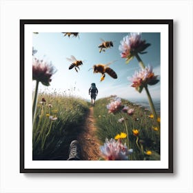 Bees In The Meadow 1 Art Print