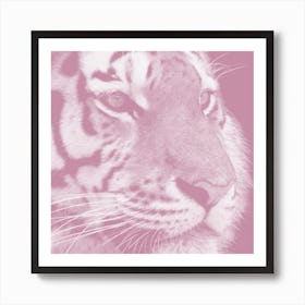 Tiger Pastel Flamingo Square Art Print