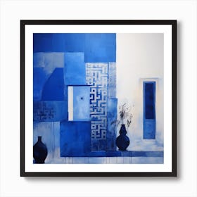 Moroccan Blue And White Pots 1 Art Print