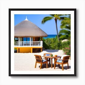 Beach Hut On The Beach Art Print