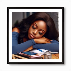 Young African Woman Sleeping Art Print