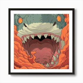 Shark In Flames Art Print