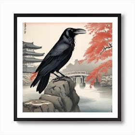 Raven At Sunset Art Print