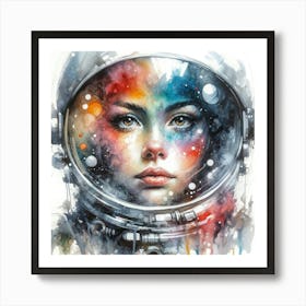 Watercolor Woman Astronaut Art Print