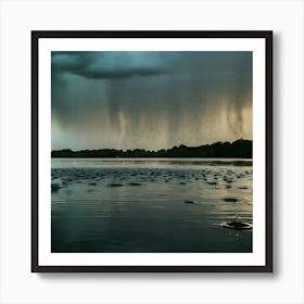 Storm Clouds Over A Lake Art Print