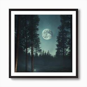 Full Moon In The Forest 2 Art Print